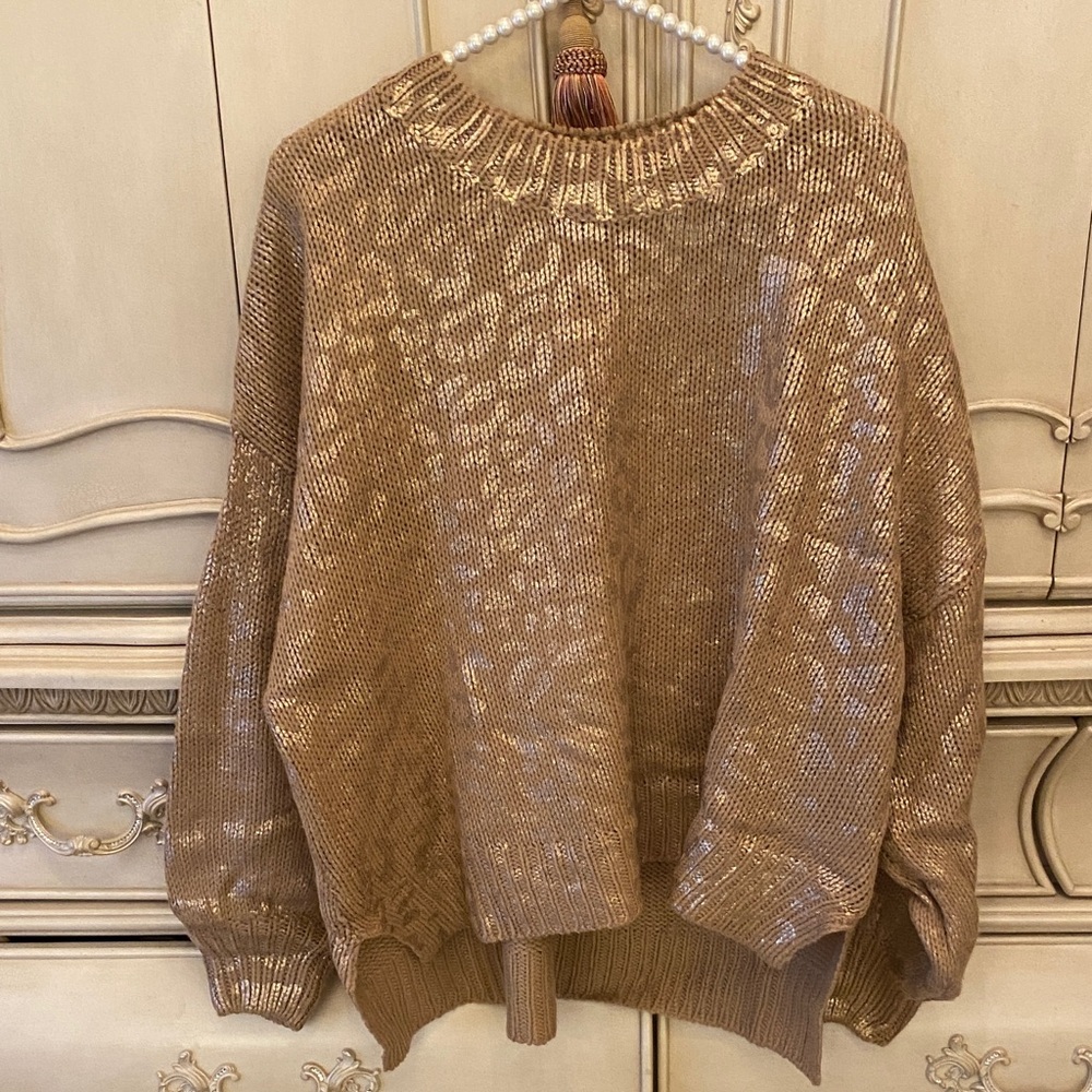 Gold Metallic Women's Sweater
